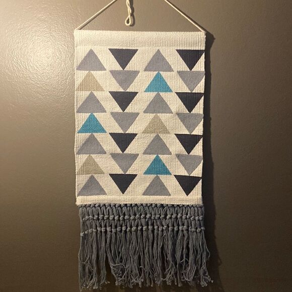 Beautiful Geometric Tapestry Turquoise Gray Bohemian  Wall Hanging - Picture 1 of 6